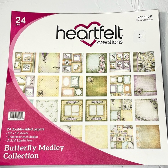 Heartfelt creations butterfly medley collection 24pc 12x12 sheets double sided - Picture 1 of 4